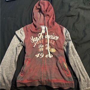 ๐ 3/$30 SALE Touch by Alyssa Milano Red & Gray San Francisco 49ers Zip Hoodie ๐